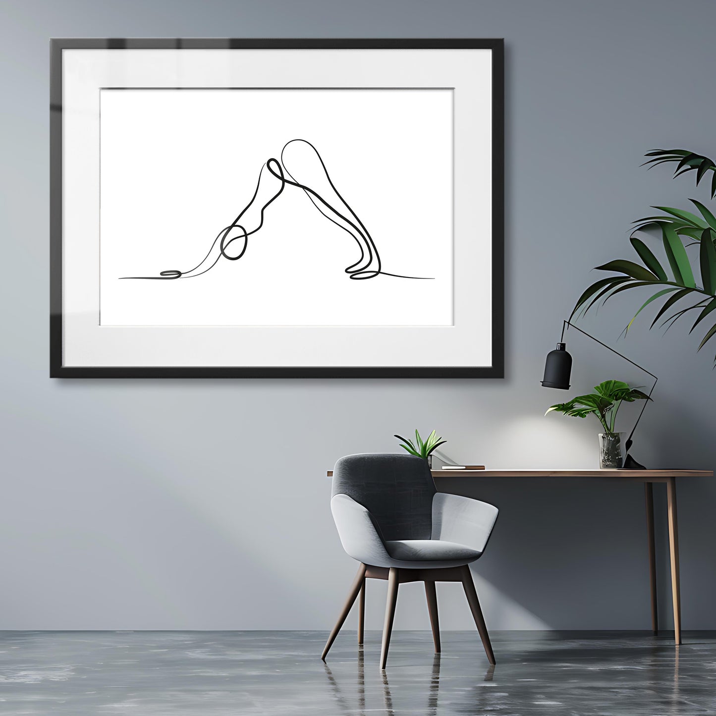 Yoga Down Dog Pose Framed Art Print