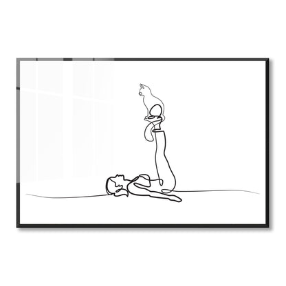Yoga Cat Woman Acrylic Art Print