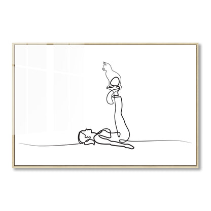 Yoga Cat Woman Acrylic Art Print