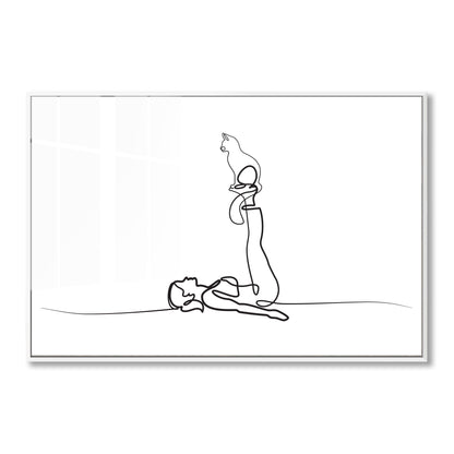 Yoga Cat Woman Acrylic Art Print