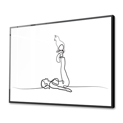 Yoga Cat Woman Acrylic Art Print
