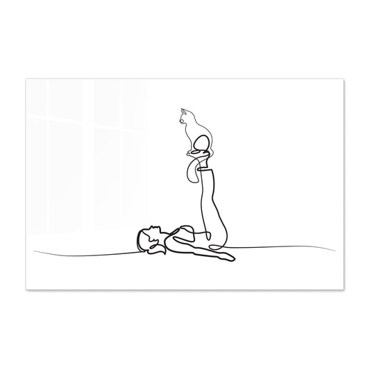 Yoga Cat Woman Acrylic Art Print