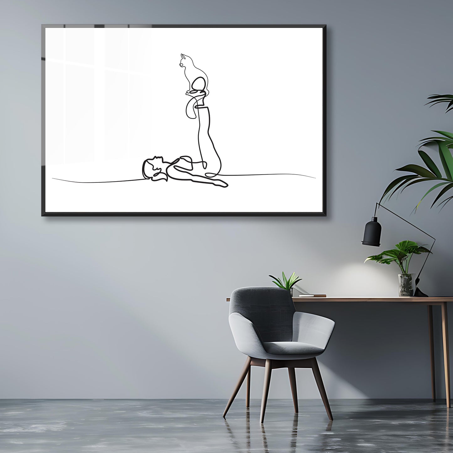 Yoga Cat Woman Acrylic Art Print