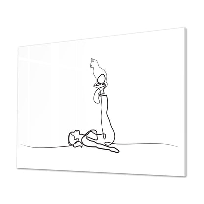 Yoga Cat Woman Acrylic Art Print