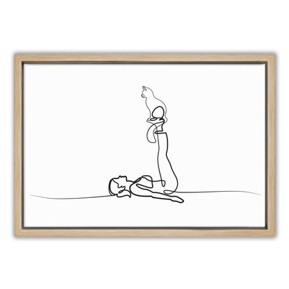 Yoga Cat Woman Canvas Art Print