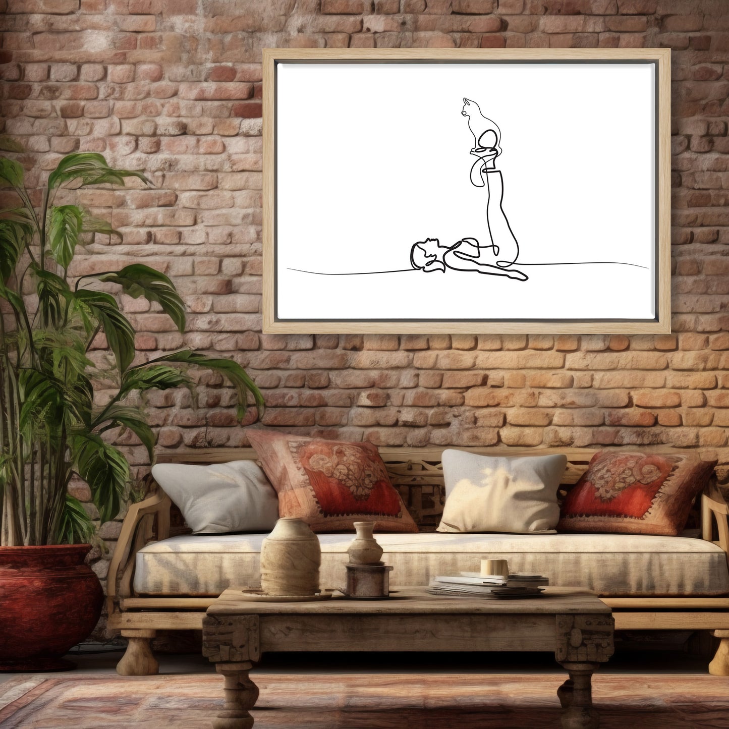 Yoga Cat Woman Canvas Art Print