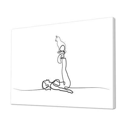 Yoga Cat Woman Canvas Art Print