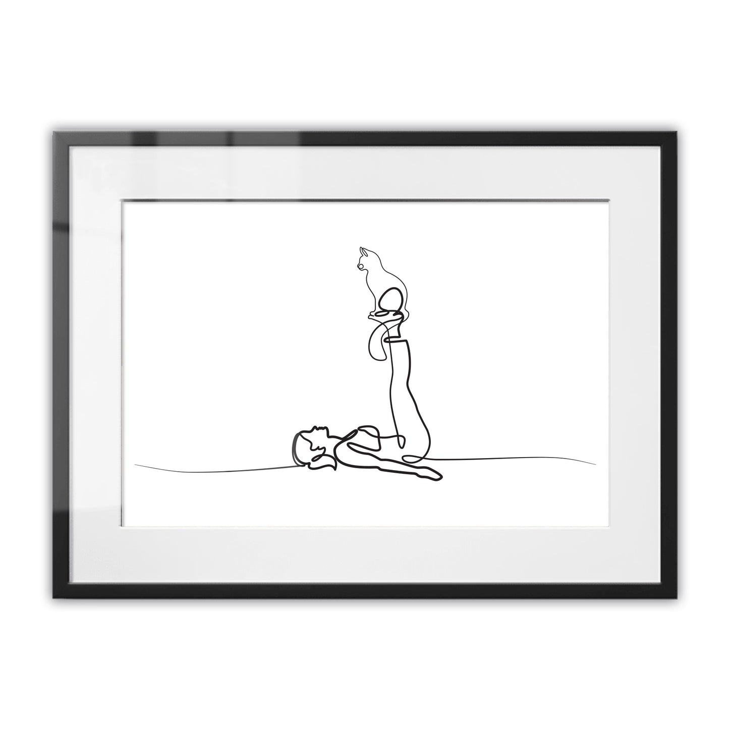Yoga Cat Woman Framed Art Print