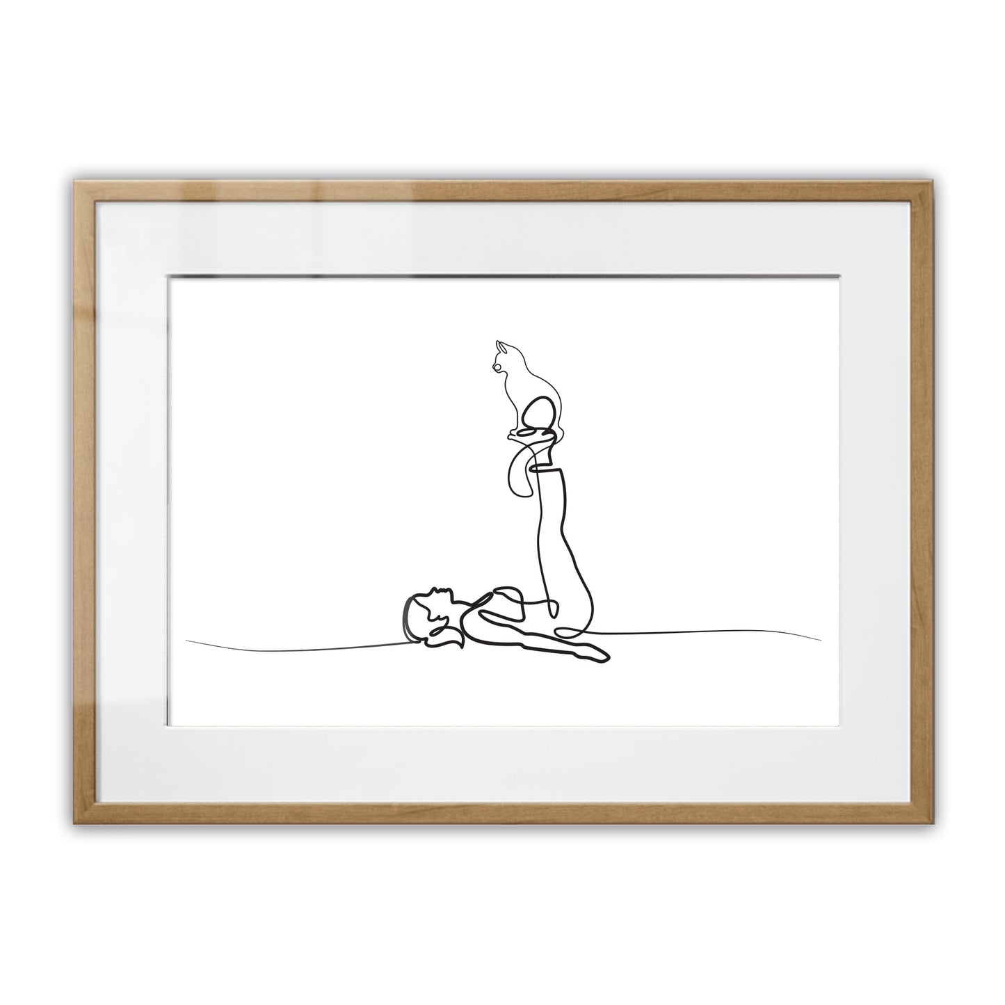 Yoga Cat Woman Framed Art Print