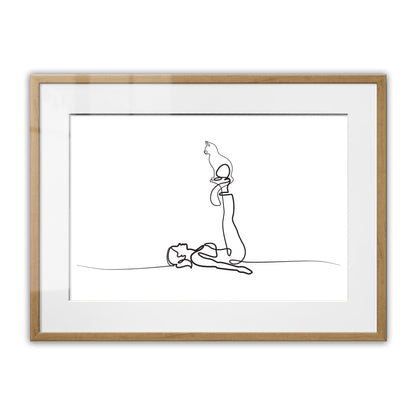 Yoga Cat Woman Framed Art Print
