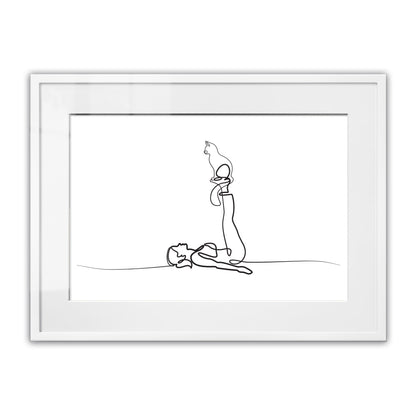 Yoga Cat Woman Framed Art Print