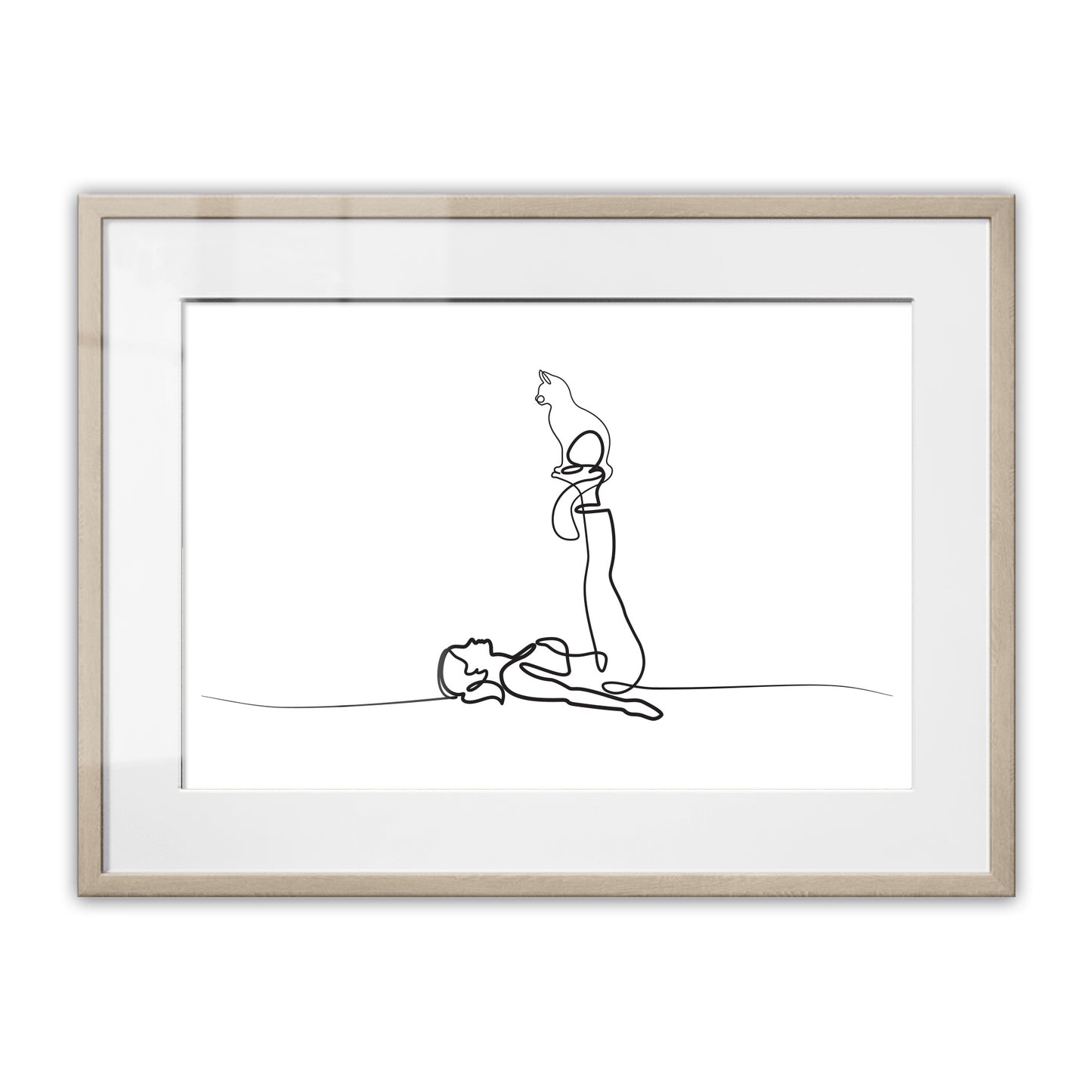 Yoga Cat Woman Framed Art Print