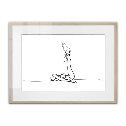 Yoga Cat Woman Framed Art Print
