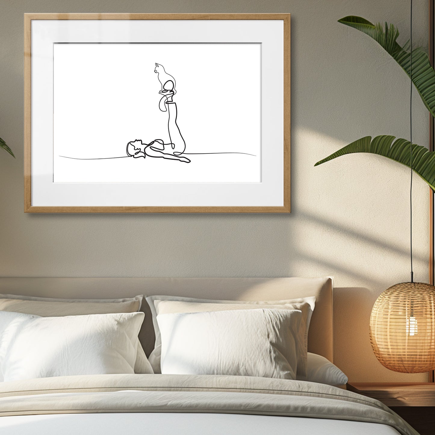 Yoga Cat Woman Framed Art Print