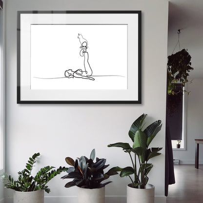 Yoga Cat Woman Framed Art Print