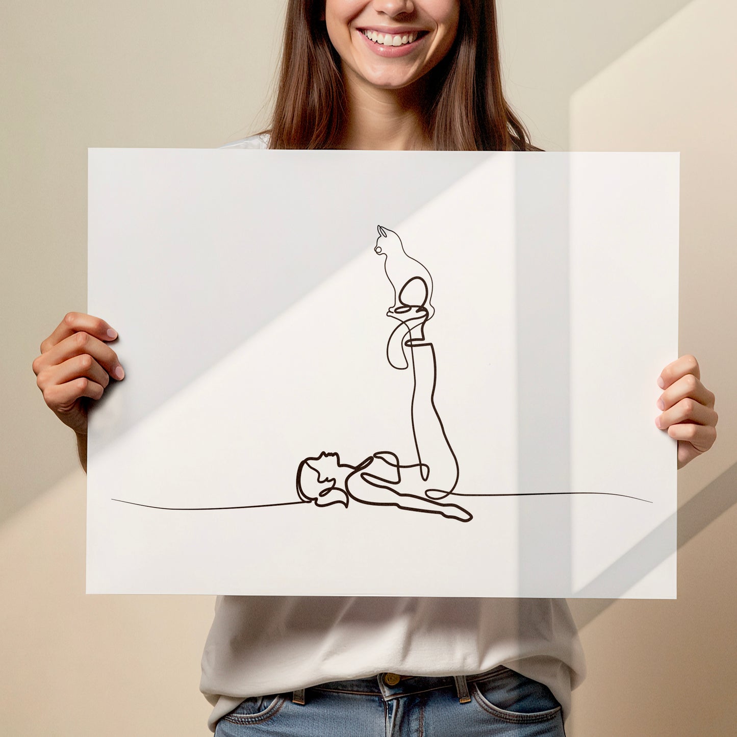 Yoga Cat Woman Poster Print