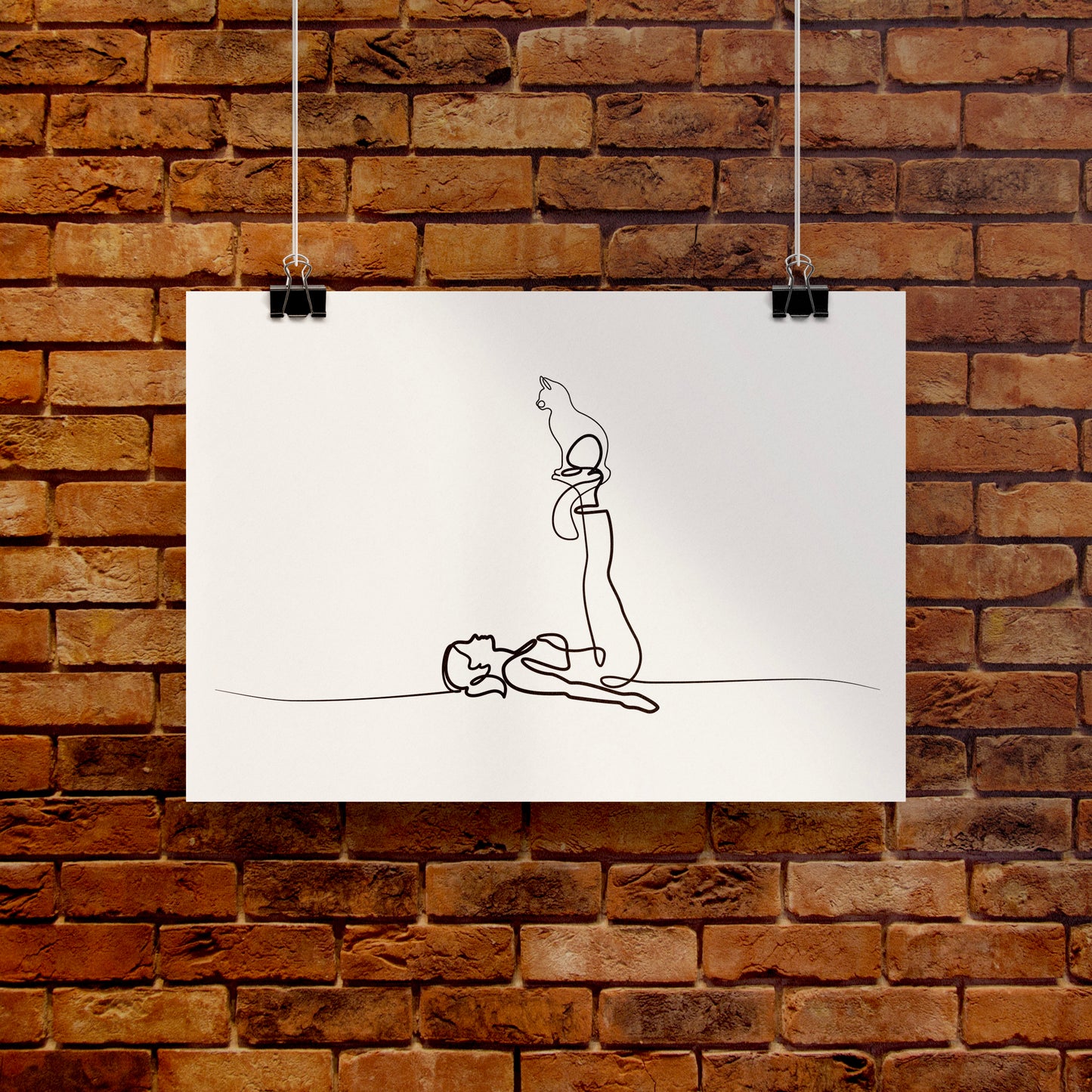 Yoga Cat Woman Poster Print