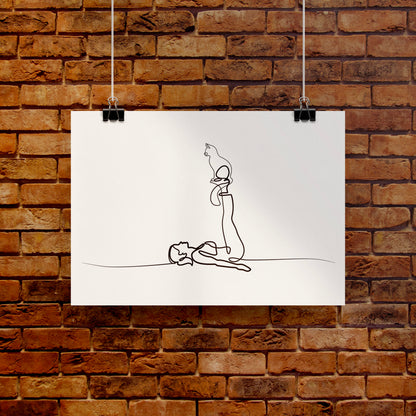 Yoga Cat Woman Poster Print