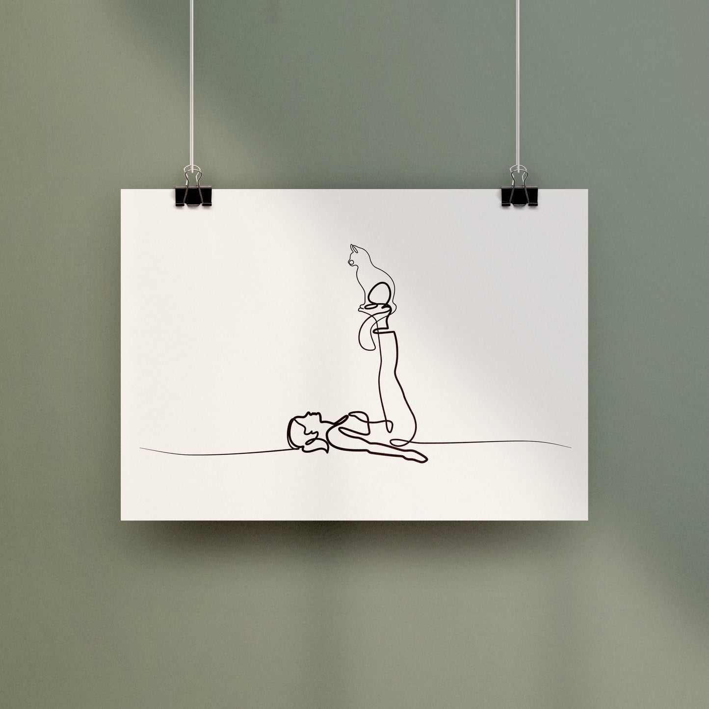 Yoga Cat Woman Poster Print