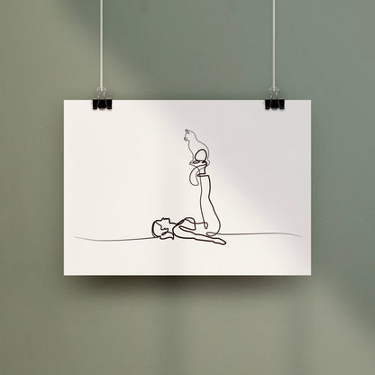 Yoga Cat Woman Poster Print