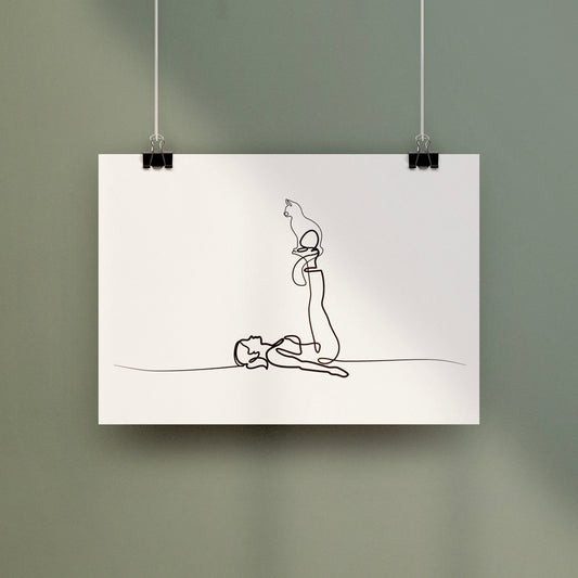 Yoga Cat Woman Poster Print