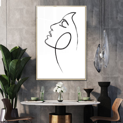 Womans Face Line Drawing Acrylic Art Print