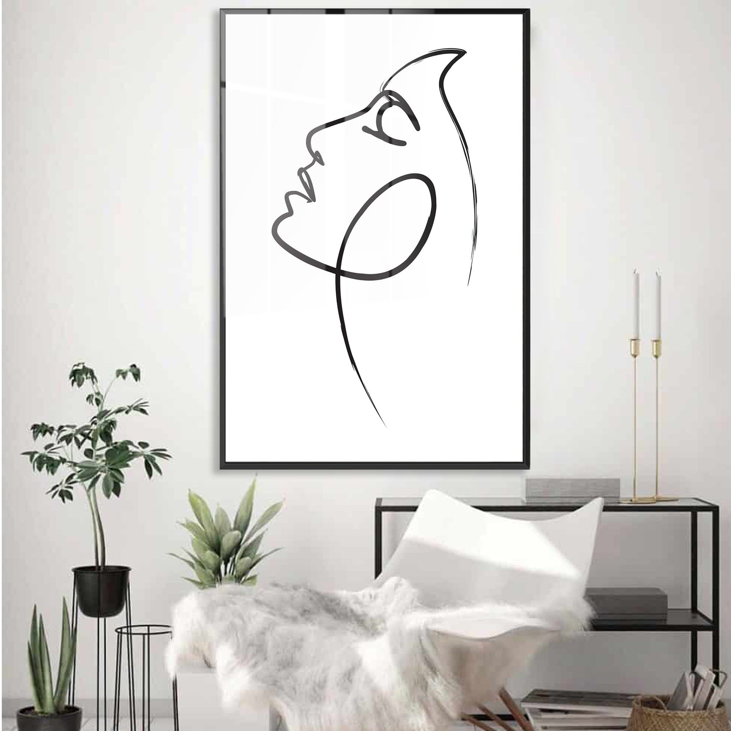 Womans Face Line Drawing Acrylic Art Print