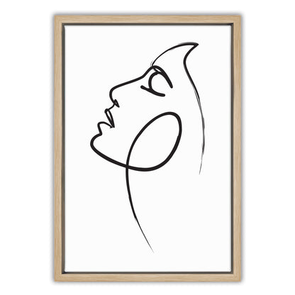 Womans Face Line Drawing Canvas Art Print