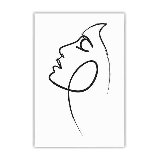 Womans Face Line Drawing Canvas Art Print