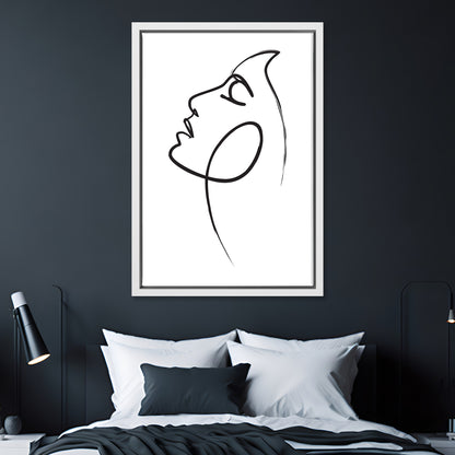 Womans Face Line Drawing Canvas Art Print