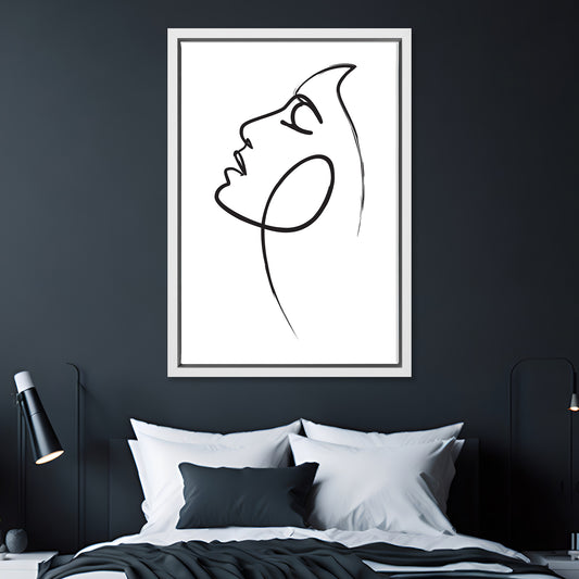 Womans Face Line Drawing Canvas Art Print