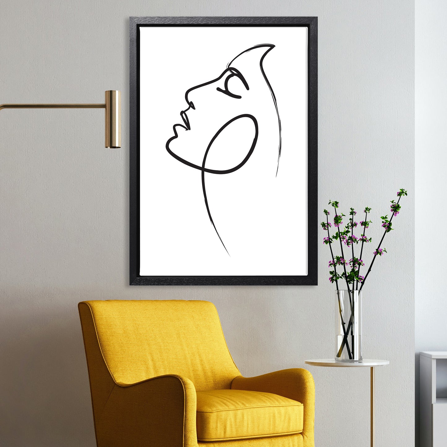 Womans Face Line Drawing Canvas Art Print