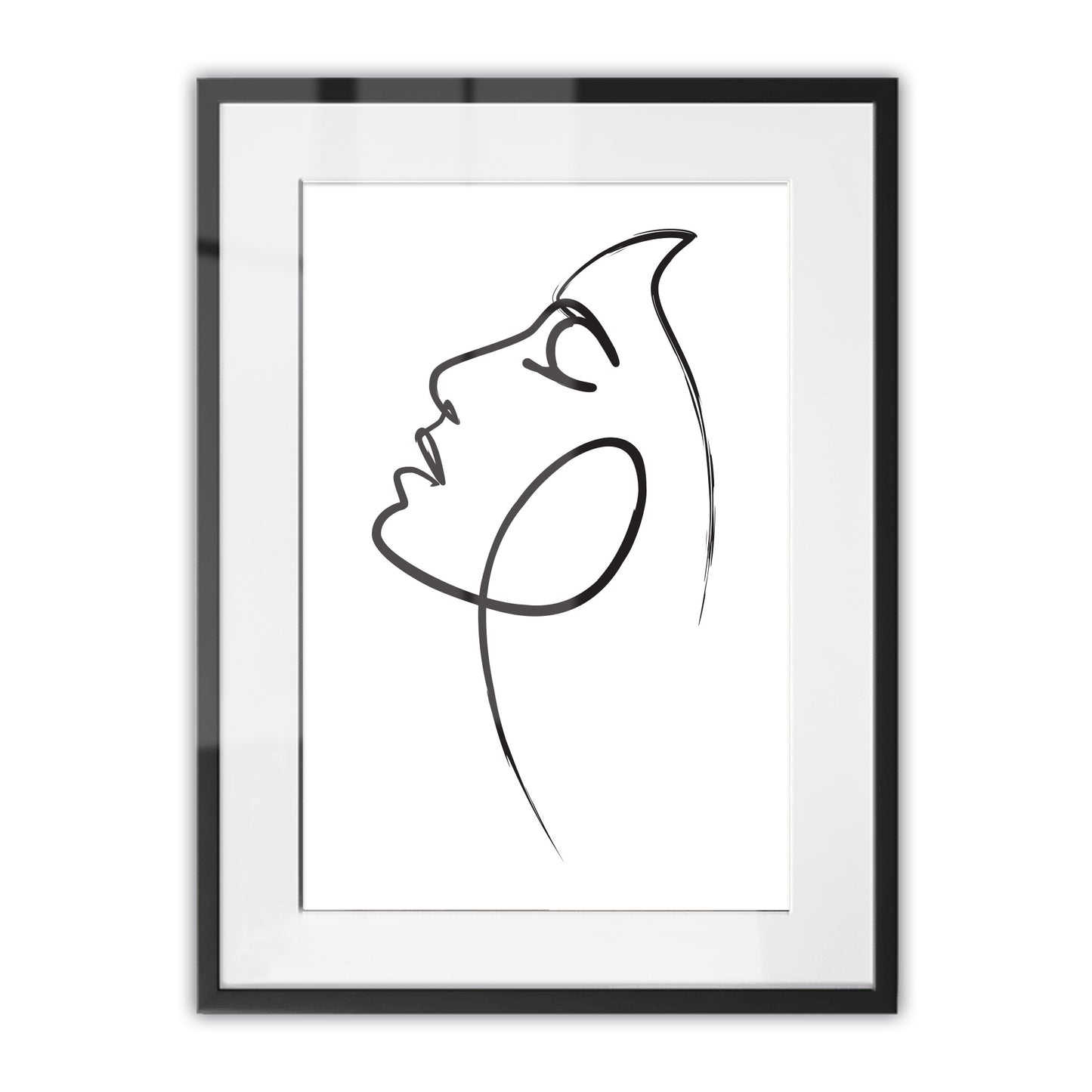 Womans Face Line Drawing Framed Art Print