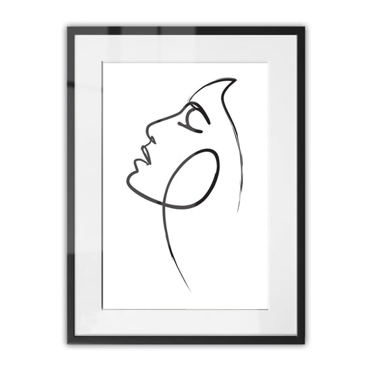 Womans Face Line Drawing Framed Art Print