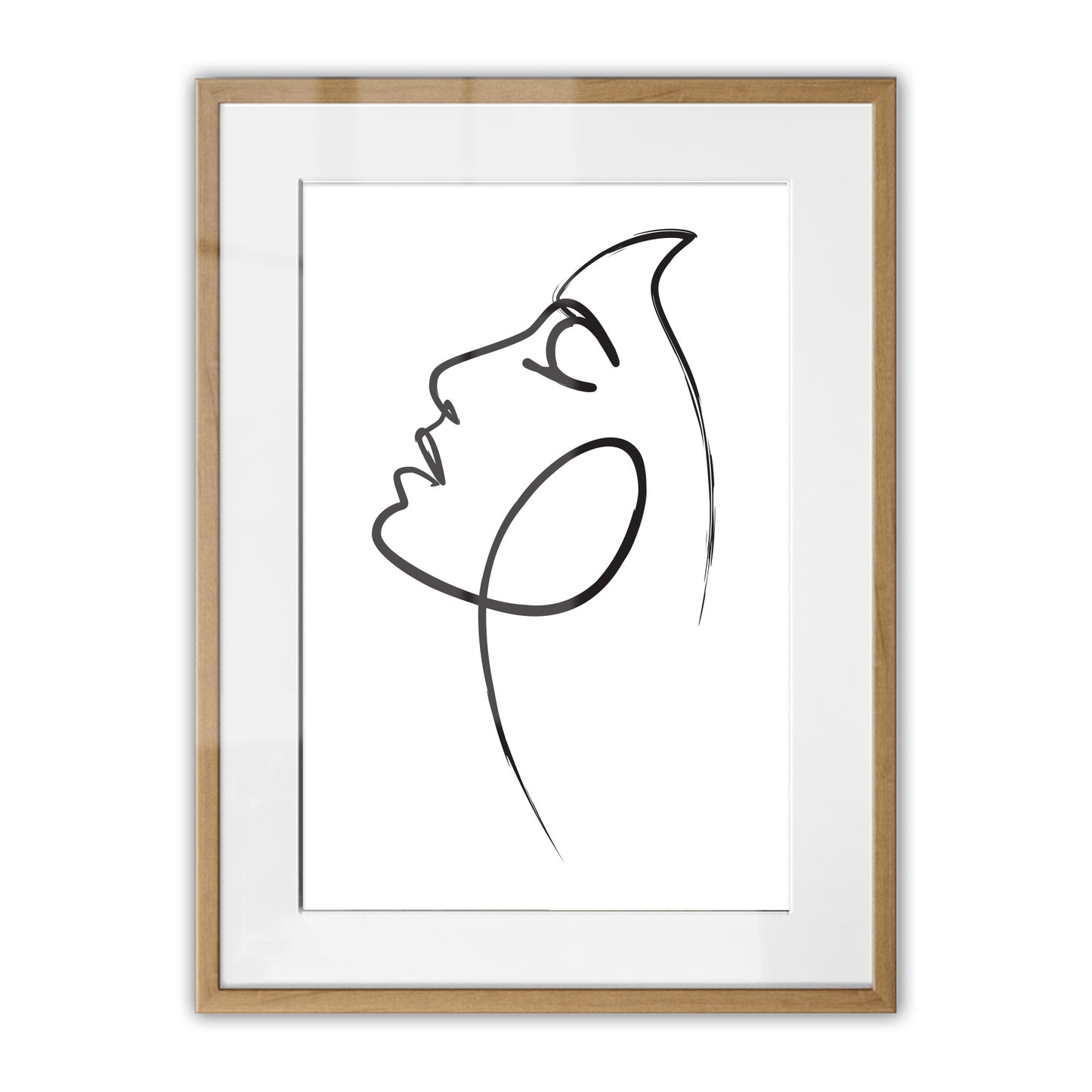 Womans Face Line Drawing Framed Art Print