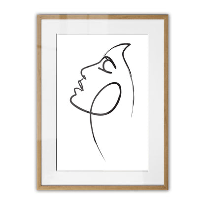 Womans Face Line Drawing Framed Art Print