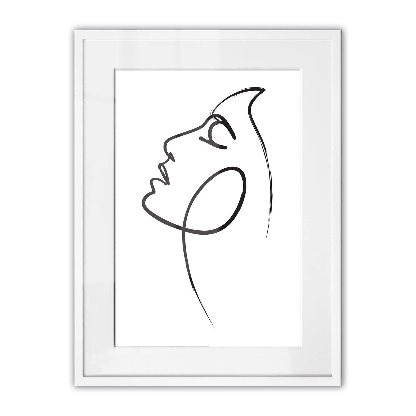 Womans Face Line Drawing Framed Art Print