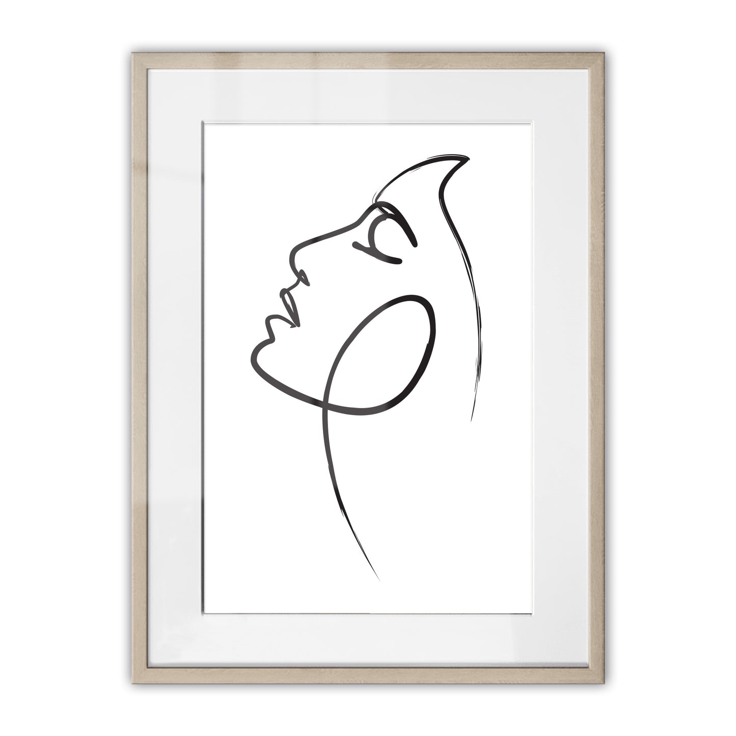 Womans Face Line Drawing Framed Art Print