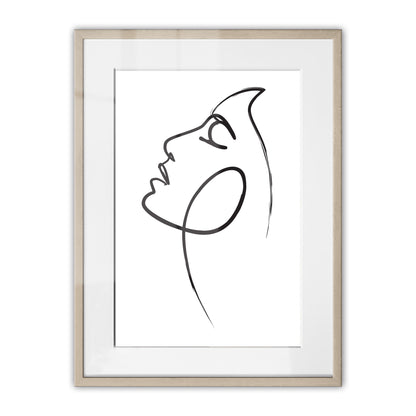 Womans Face Line Drawing Framed Art Print