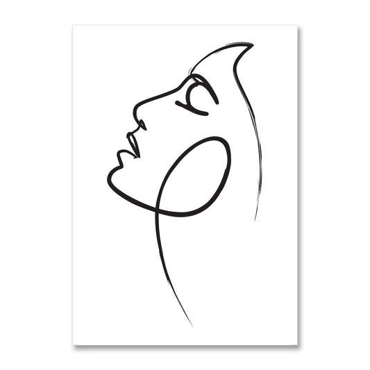 Womans Face Line Drawing Poster Print