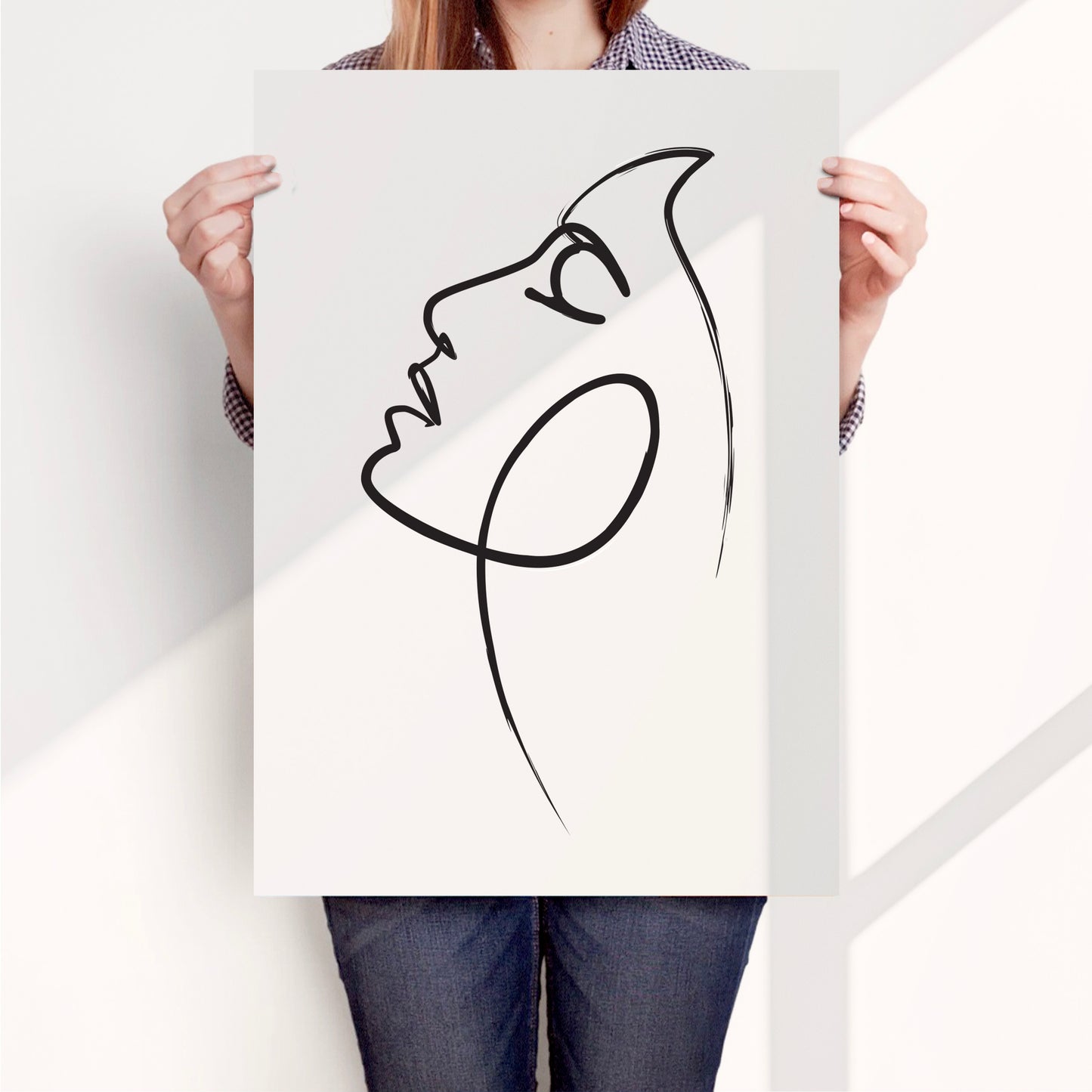 Womans Face Line Drawing Poster Print