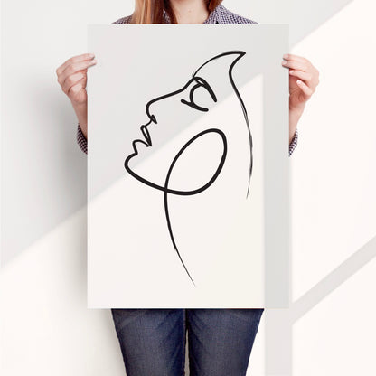 Womans Face Line Drawing Poster Print