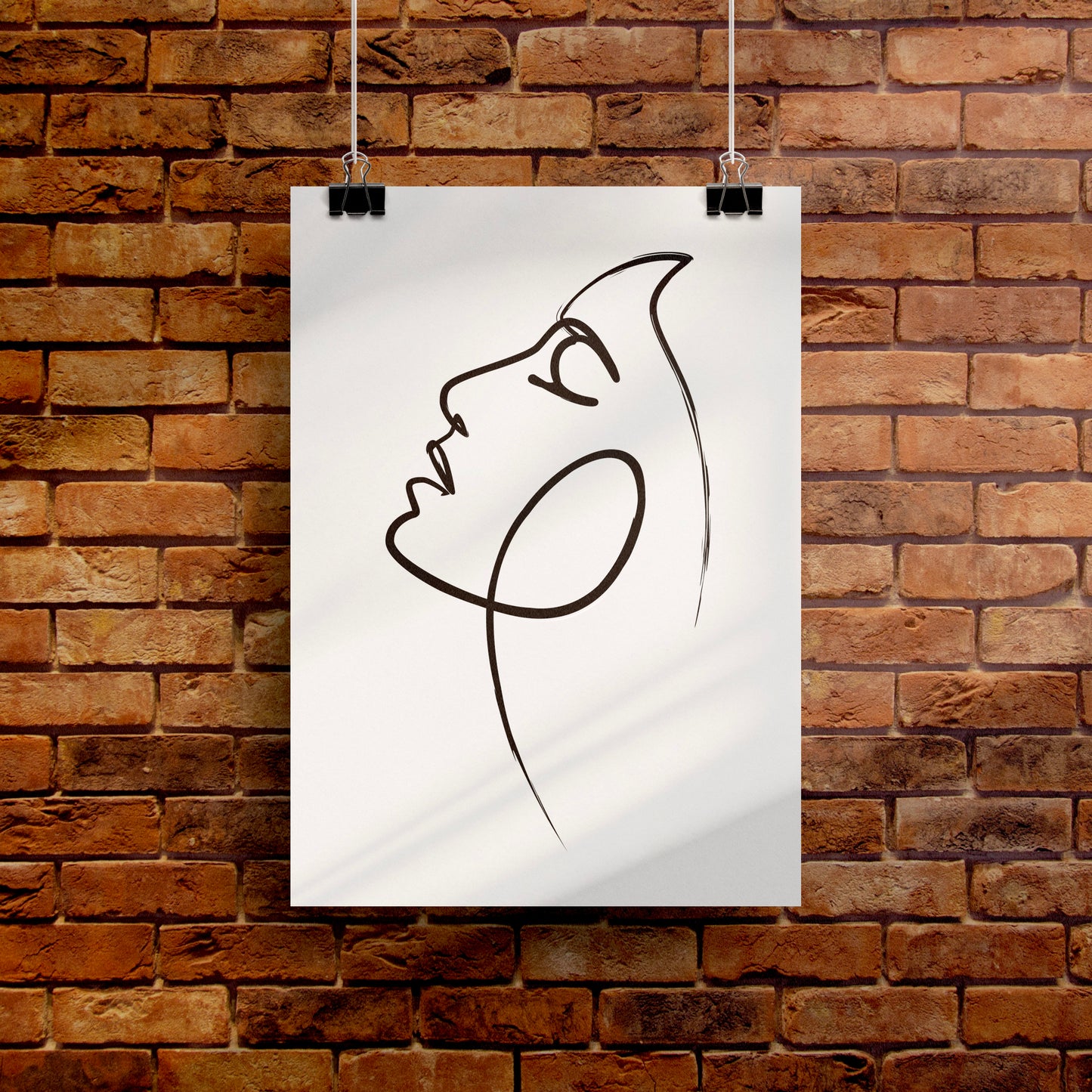 Womans Face Line Drawing Poster Print