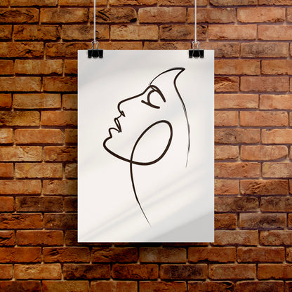 Womans Face Line Drawing Poster Print
