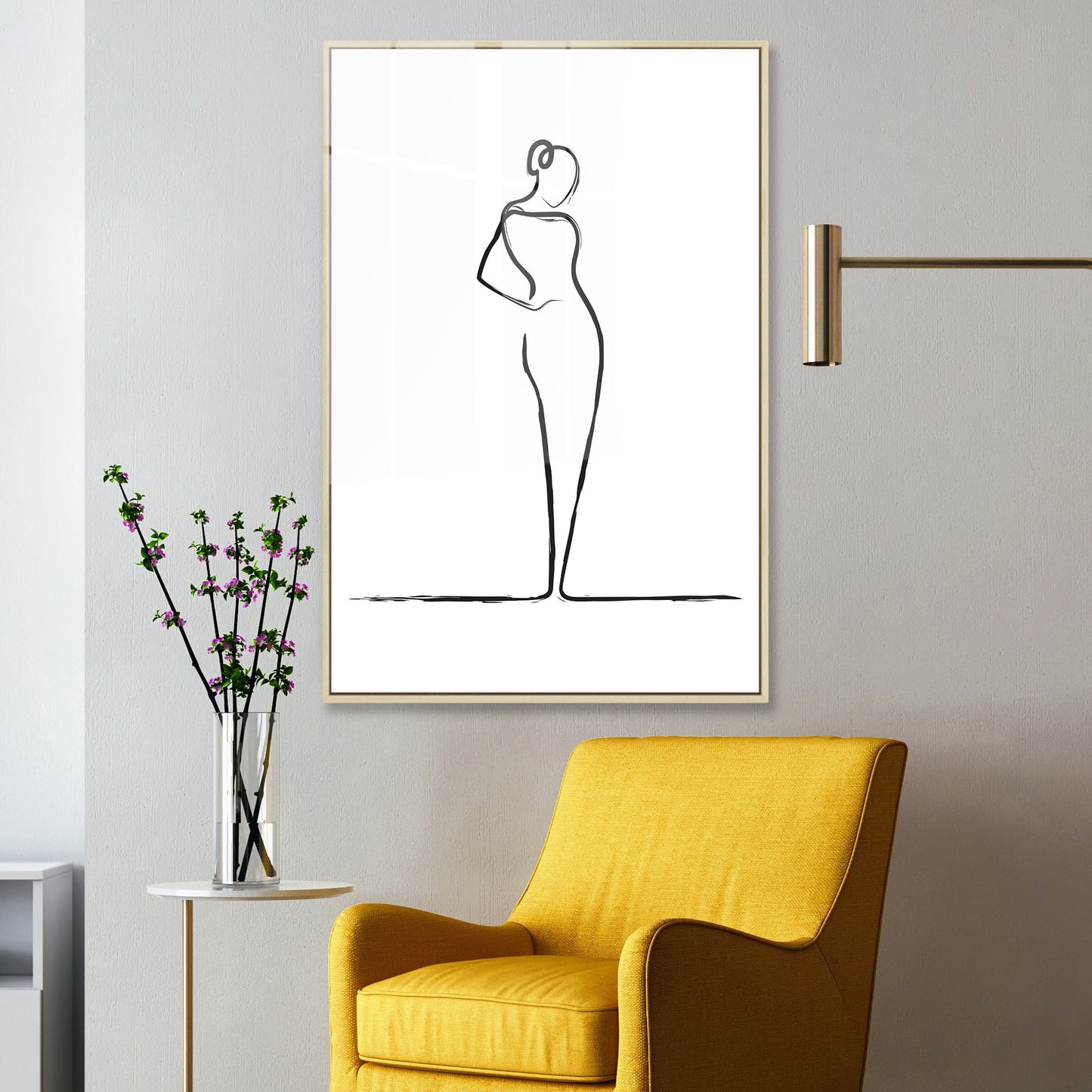 Elegant Woman Line Drawing Acrylic Art Print