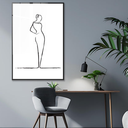 Elegant Woman Line Drawing Acrylic Art Print