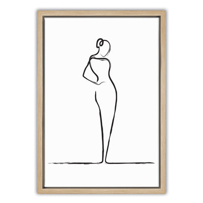 Elegant Woman Line Drawing Canvas Art Print