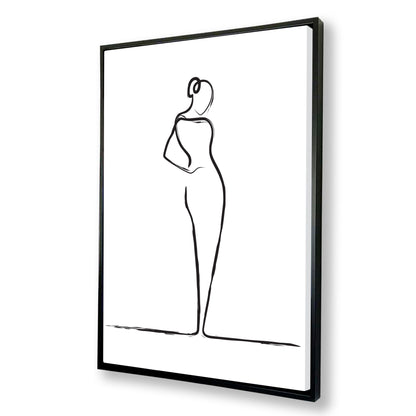 Elegant Woman Line Drawing Canvas Art Print