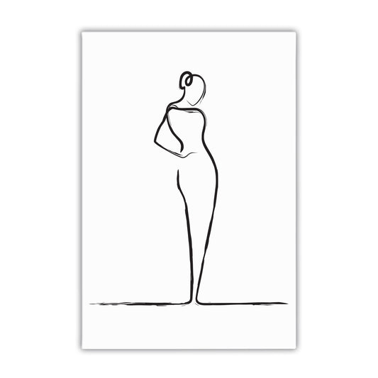 Elegant Woman Line Drawing Canvas Art Print
