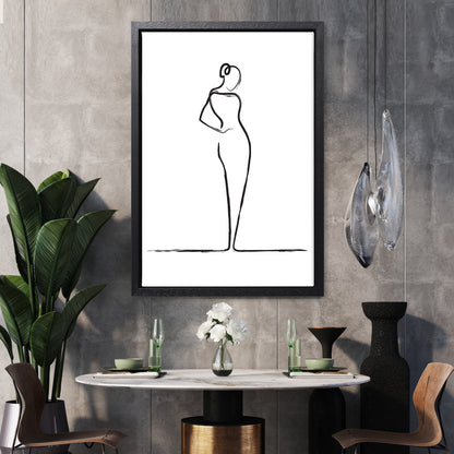 Elegant Woman Line Drawing Canvas Art Print